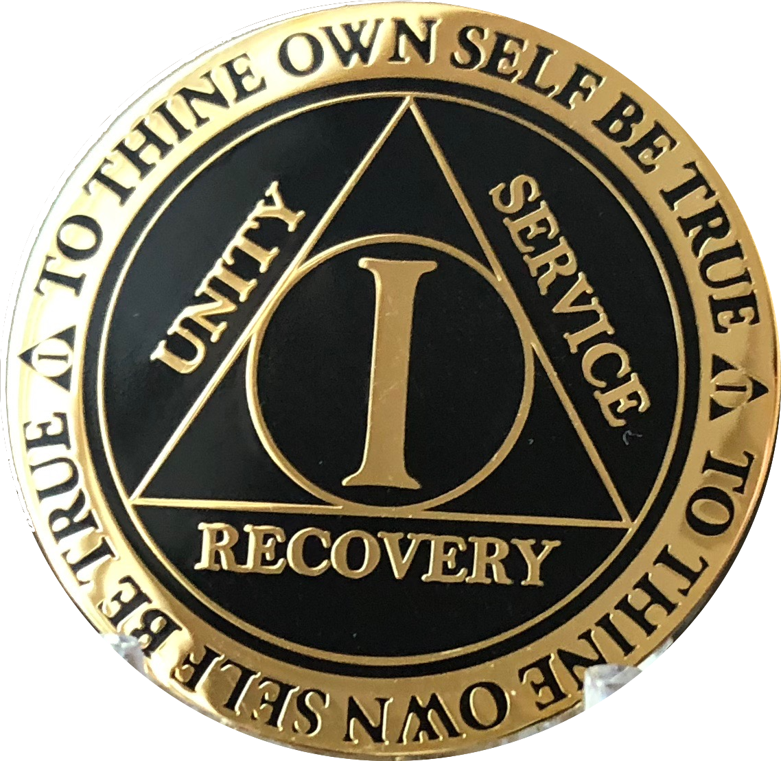  RecoveryChip 36 Year AA Medallion Elegant Black Gold Silver  Bi-Plated Alcoholics Anonymous Chip : Office Products