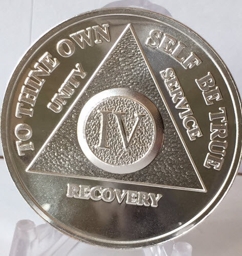 Silver Plated AA Medallions Alcoholics Anonymous Chips