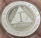 1 2 3 4 5 6 7 8 9 or 10 Year .5 oz .999 Fine Silver AA Medallion Trust God Clean House Help Others Doctor Bob Chip