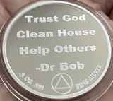 1 Year .5 oz .999 Fine Silver AA Medallion Trust God Clean House Help Others Doctor Bob Chip