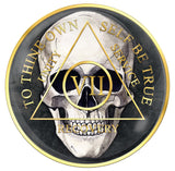 1 - 20 Year AA Medallion Skull Design Black Sobriety Chip Serenity Prayer Back
