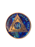 1 - 20 Year AA Medallion Sapphire Blue Swirl Tri-Plate Sobriety Chip