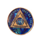 1 - 20 Year AA Medallion Sapphire Blue Swirl Tri-Plate Sobriety Chip
