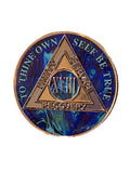 1 - 20 Year AA Medallion Sapphire Blue Swirl Tri-Plate Sobriety Chip
