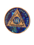 1 - 20 Year AA Medallion Sapphire Blue Swirl Tri-Plate Sobriety Chip