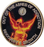 1 2 3 4 5 6 7 8 9 10 Year Out Of The Ashes Of Addiction Phoenix Rising From Flames Sobriety Chip