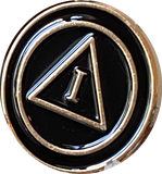 1 - 10 Year AA Lapel Pin Black Gold Plated Circle Triangle Design No Year Plain Front 25mm