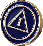 1 - 10 Year AA Lapel Pin Blue Gold Plated Circle Triangle Design No Year Plain Front 25mm