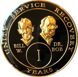 1 Year AA Founders Tri-Plate Medallion Red Blue Purple or Black Sobriety Chip