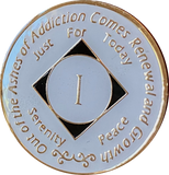 1 - 40 Year NA Style White Glow In The Dark Tri-Plate Clean Time Chip Medallion
