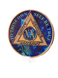 1 - 20 Year AA Medallion Sapphire Blue Swirl Tri-Plate Sobriety Chip