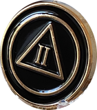 1 - 10 Year AA Lapel Pin Black Gold Plated Circle Triangle Design No Year Plain Front 25mm