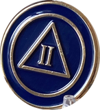 1 - 10 Year AA Lapel Pin Blue Gold Plated Circle Triangle Design No Year Plain Front 25mm