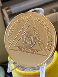 32 Year AA Medallion 22k Gold Plated Sobriety Chip Serenity Prayer Back