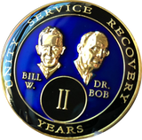 2 Year Founders AA Medallion Blue Bill & Bob Tri-Plate Sobriety Chip