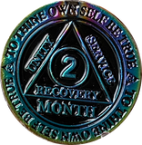 2 Month AA Medallion Rainbow Plated Sobriety Chip