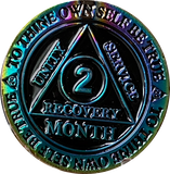2 Month AA Medallion Rainbow Plated Sobriety Chip