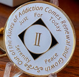 1 - 40 Year NA Style White Glow In The Dark Tri-Plate Clean Time Chip Medallion