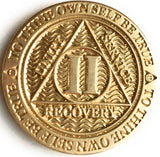 2 Year Reflex Bronze AA Medallion Antique Or Clean Finish Sobriety Chip