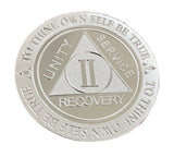 3 Year AA Medallion .999 Fine Silver .5 oz Sobriety Chip Serenity Prayer Back Elegant Design