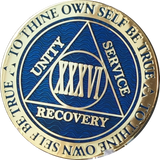 36 Year AA Medallion Reflex Blue Gold Plated RecoveryChip Design