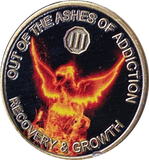 1 - 40 Year Out Of The Ashes Of Addiction Phoenix Rising From Flames Sobriety Chip
