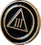 1 - 10 Year AA Lapel Pin Black Gold Plated Circle Triangle Design No Year Plain Front 25mm