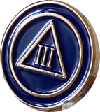 1 - 10 Year AA Lapel Pin Blue Gold Plated Circle Triangle Design No Year Plain Front 25mm