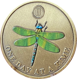 1 - 10 Year Green Color Dragonfly One Day At A Time Serenity Prayer Medallion