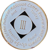 1 - 40 Year NA Style White Glow In The Dark Tri-Plate Clean Time Chip Medallion