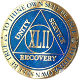 42 Year AA Medallion Reflex Blue Gold Plated RecoveryChip Design