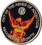 1 2 3 4 5 6 7 8 9 10 Year Out Of The Ashes Of Addiction Phoenix Rising From Flames Sobriety Chip