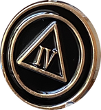 1 - 10 Year AA Lapel Pin Black Gold Plated Circle Triangle Design No Year Plain Front 25mm