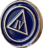 1 - 10 Year AA Lapel Pin Blue Gold Plated Circle Triangle Design No Year Plain Front 25mm