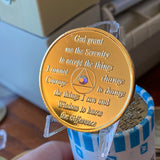 50 Year AA Medallion Gold Plated Rainbow LGBT Crystal Sobriety Chip