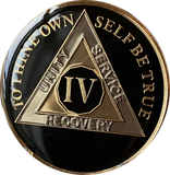 4 Year AA Medallion Classic Black Tri-plate Sobriety Chip
