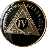 4 Year AA Medallion Classic Black Tri-plate Sobriety Chip