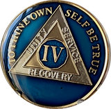 4 Year AA Medallion Metallic Midnight Blue Sobriety Chip
