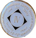 1 - 40 Year NA Style White Glow In The Dark Tri-Plate Clean Time Chip Medallion