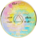 1 - 10 Year AA Medallion Psychic-Delic Rainbow Tie-Dye Rose Crystal Sobriety Chip