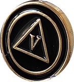 1 - 10 Year AA Lapel Pin Black Gold Plated Circle Triangle Design No Year Plain Front 25mm