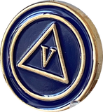 1 - 10 Year AA Lapel Pin Blue Gold Plated Circle Triangle Design No Year Plain Front 25mm