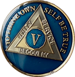 5 Year AA Medallion Metallic Midnight Blue Sobriety Chip
