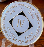 1 - 40 Year NA Style White Glow In The Dark Tri-Plate Clean Time Chip Medallion