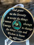 1 Year AA Medallion Green Transition Crystal Tri-Plate Sobriety Chip
