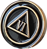 1 - 10 Year AA Lapel Pin Black Gold Plated Circle Triangle Design No Year Plain Front 25mm