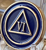 1 - 10 Year AA Lapel Pin Blue Gold Plated Circle Triangle Design No Year Plain Front 25mm