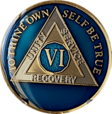 6 Year AA Medallion Tri-Plate Sobriety Chip Black Blue or Red or Purple