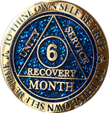Set of 12 Blue Glitter Gold Plated AA Month 1 - 11 and 18 Months Chips Reflex Design