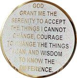 14 Year AA Medallion Reflex White Glitter Gold Plated Sobriety Chip